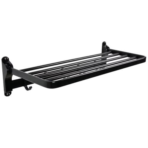Smartfit Plumbers - Black Aluminum Towel Rack with Hooks - Stylish Bathroom Organization