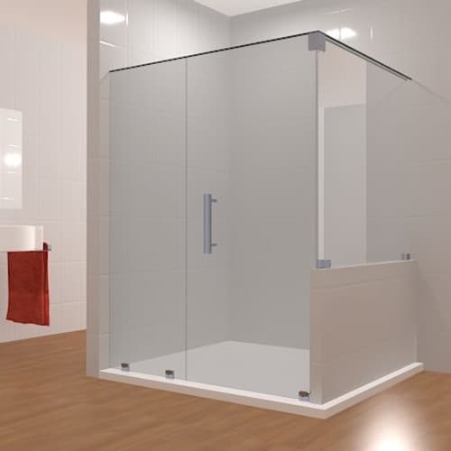 Smartfit Plumbers - Glass shower enclosure wall to wall with swing door