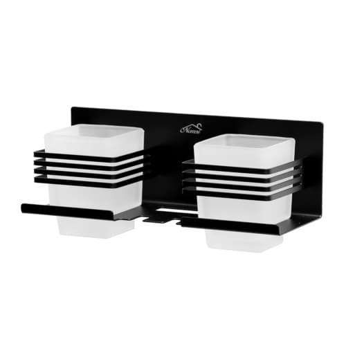 Premium Black Toothbrush Tumbler Holder - Stylish Bathroom Organization