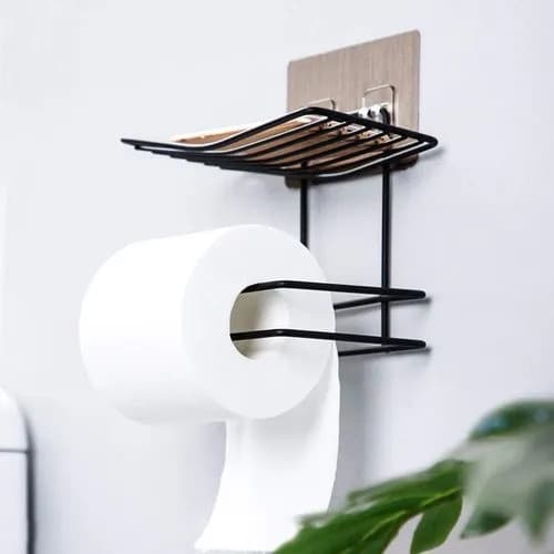 Smartfit Plumbers - Tissue Holder with Soap Holder - Convenient Bathroom Organizer
